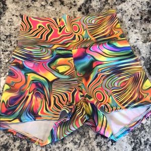 High waisted yoga shorts Psychedelic